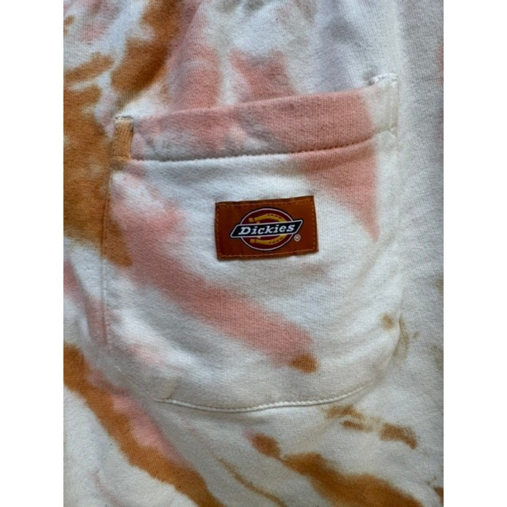 Dickies Orange Pink Tie Dye Fleece Sweat Shorts Mens Medium Drawstring EUC - Picture 3 of 8